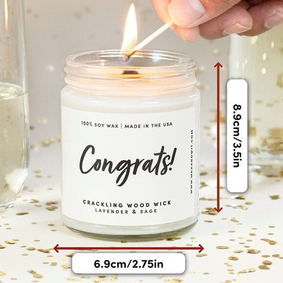 NWT Wool + Pepper Co. CONGRATS Crackling Wood Wick Soy Candle - Picture 4 of 5